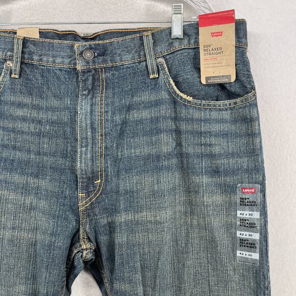 LEVIS 559 Jeans Mens 42x30 Relaxed Straight Fit Stretch Cotton Wash Blue NEW - Picture 7 of 16